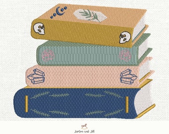 Reading books Halloween embroidery design- Stacked books without titles DIY Instant download, embroidery files 5x5 6x6 8x8