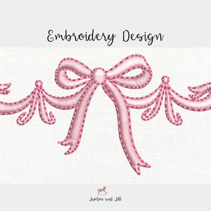 Satin ribbon bow embroidery designs - pretty bow multiple sizes, quick stitch, monogram accent, 3 sizes bow embroidery design machine