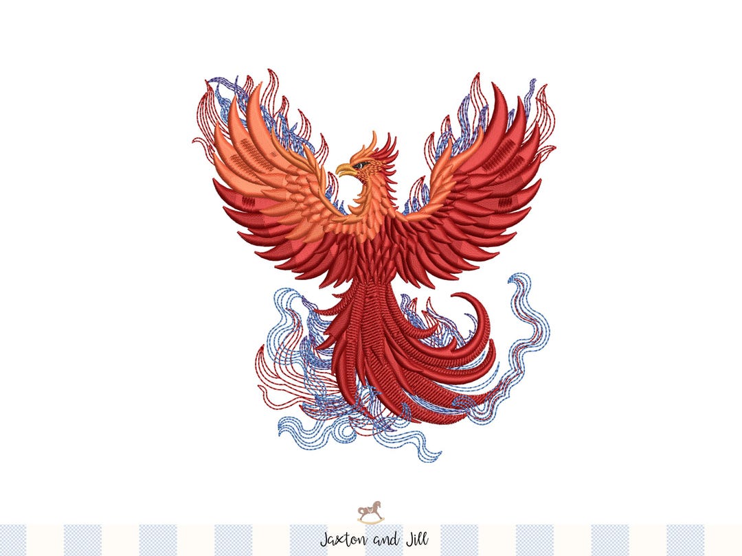 Mythical Phoenix Embroidery Design – Fantasy Firebird (machine