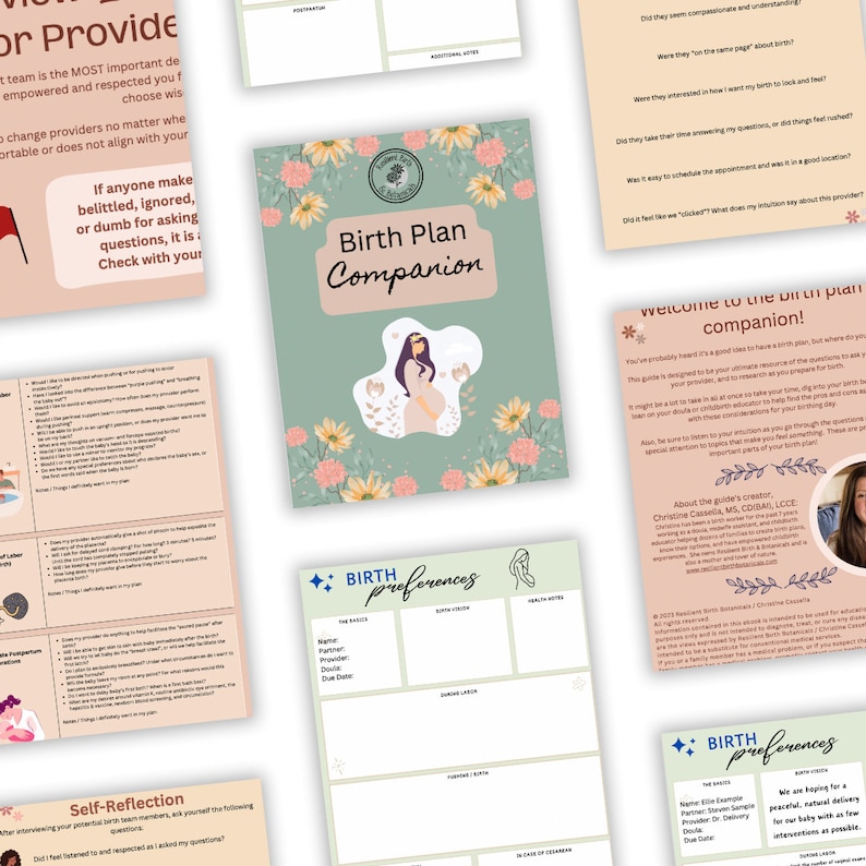 Birth Plan Companion and Birth Plan Templates - Made by a Doula and ...