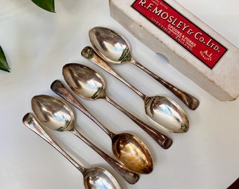 Vintage Demitasse Spoons Coffee Spoons ~ Four Art Deco Silver Plate Small Spoons High Tea ~ Food Styling Photo Props EPNS Silverplate