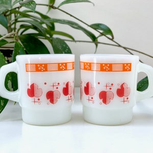 Fire King USA 'Shamrock' in Red/Orange, Stackable Mugs sold separately image 1