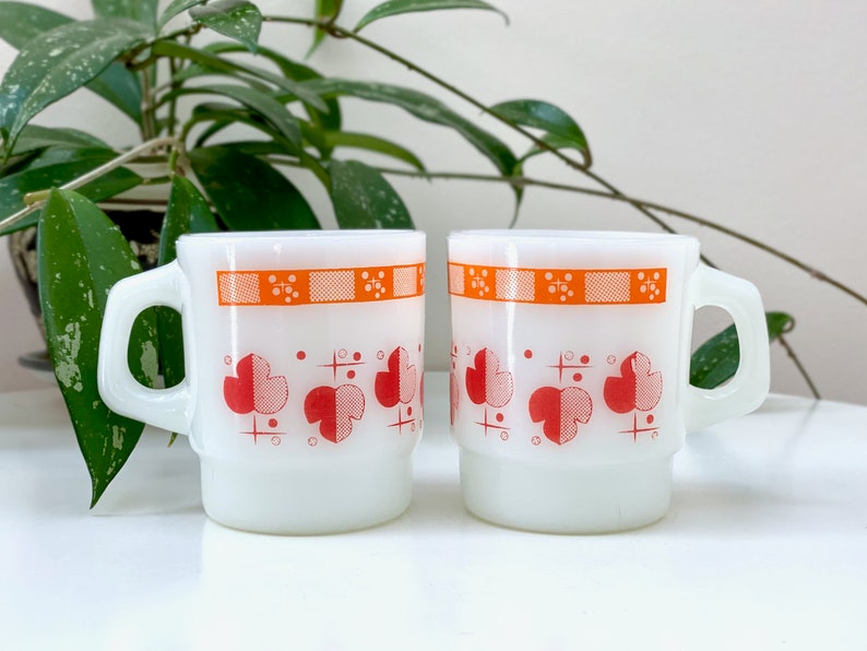 Fire King USA 'Shamrock' in Red/Orange, Stackable Mugs sold separately image 1