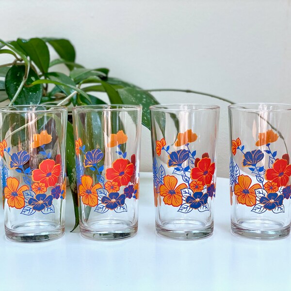 Covetro (Italy) floral high-ball glasses (x4)
