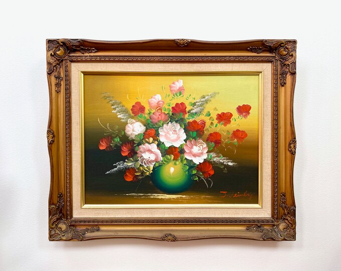 Vintage Framed Floral Oil Painting Etsy