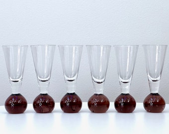 Cordial/Shot Glasses, with Bubble Bases (set x6)