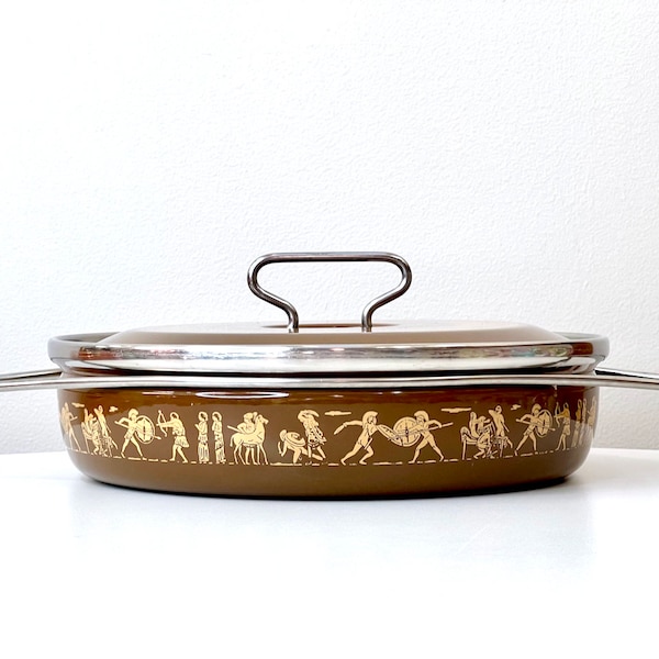 Siltal (Italy) Enamel Large Frypan | Grecian/Roman Theme | Designed by Carla Agnelli