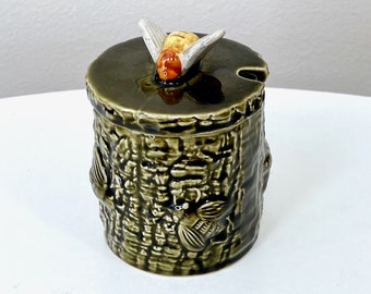 Vintage Ceramic Honey Pot | Made by Secla, Portugal | Portuguese Majolica
