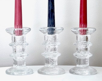 Glass Candlestick Holders (set x3)