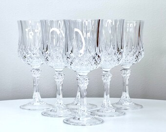 Cristal D'Arques-Durand (France) 'Longchamp' Crystal White Wine Glasses (set x6)