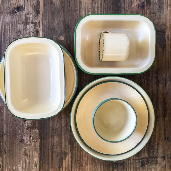 Vintage enamelware - plates, bowls, serving dishes and mug