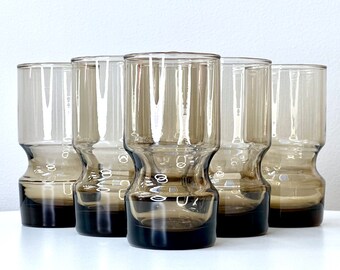 Crown Crystal / Kaaru Glass (New Zealand) 'Java' in Smokey Quartz, Tumblers/Glasses (set x6)