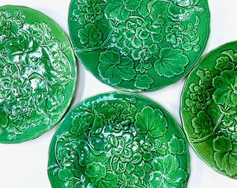 Antique English Majolica | 9" Salad Plate | Nasturtium Design | Circa 1800s [Sold Separately]