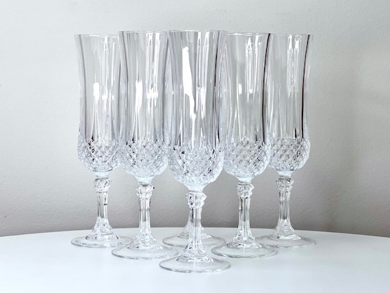 Fluted Champagne Glasses / Enchante Cristal Darques-durand Champagne Flutes  / Toasting Glasses / Champagne Wedding Glasses / Drinkware Set 