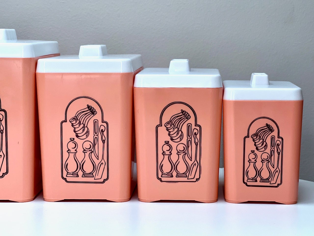 Kitchen & Dining Canister Sets Australian Made Vintage Pink Plastic Canisters set x5 etna.com.pe
