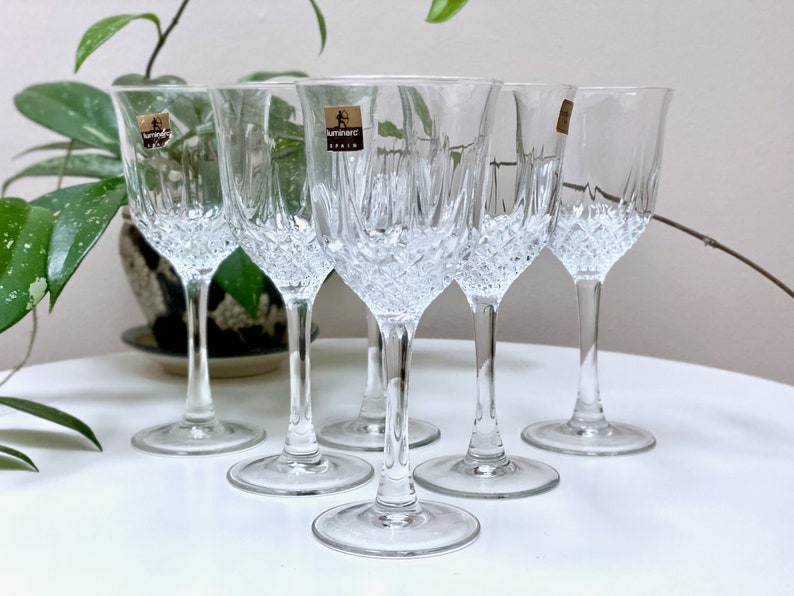 Luminarc Spain crystal wine glasses x6 Etsy