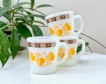 Fire King (USA) 'Shamrock' in Yellow/Brown, D-handle Mugs [sold separately]