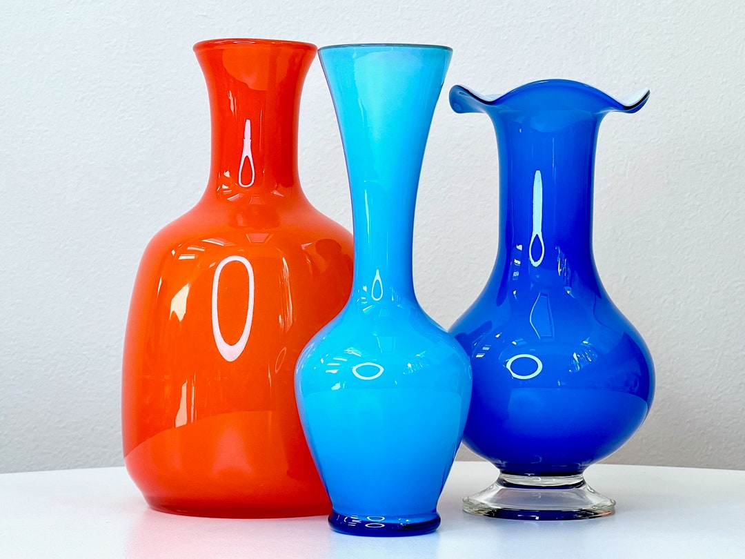 Vintage Cased Art Glass Vases Made in Japan set X3 Etsy