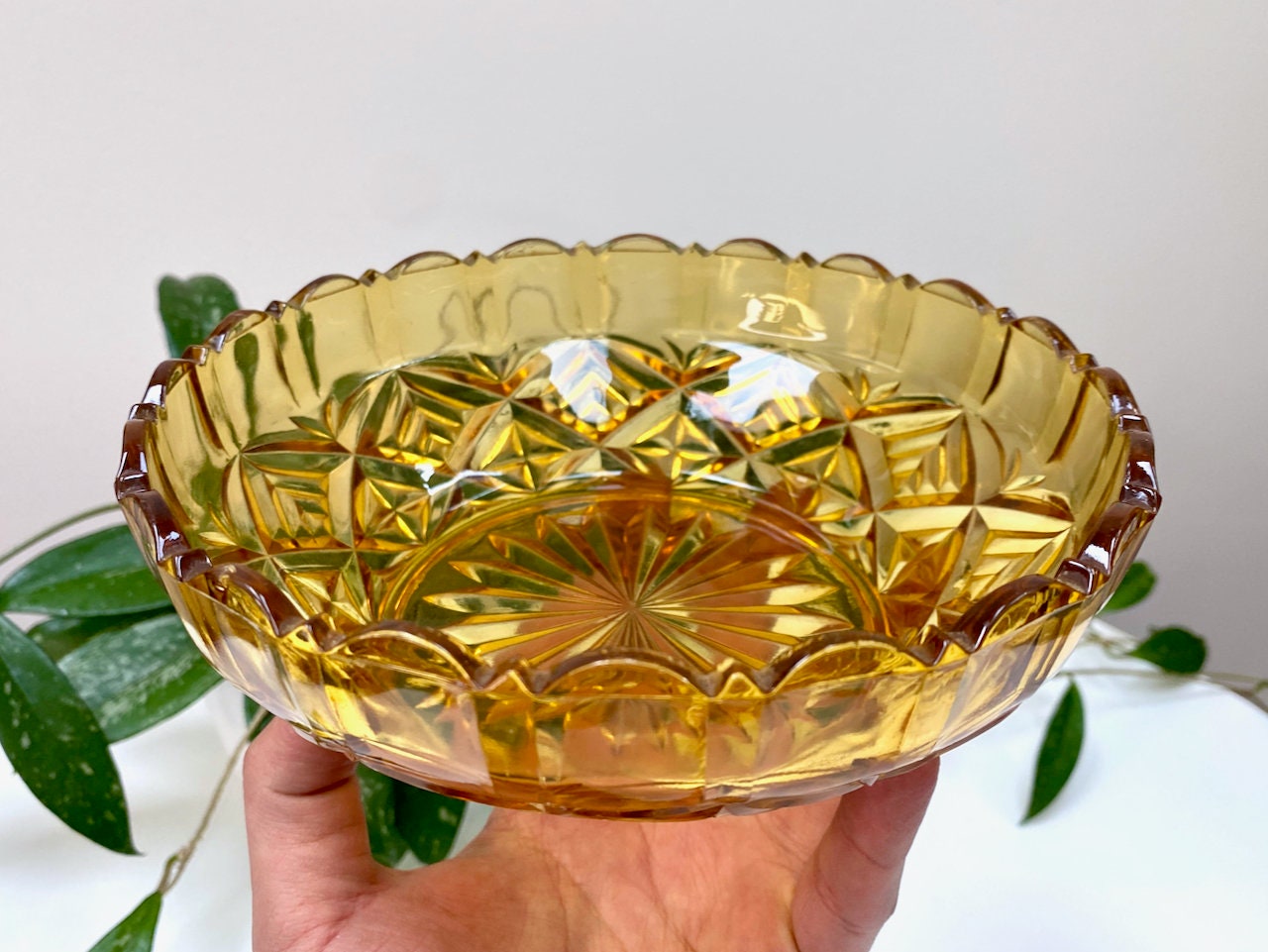 Crown Crystal Glass Australia 7.5 Salad Bowl in amber Etsy