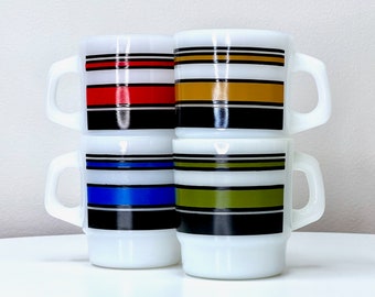 Anchor Hocking / Fire-King (USA) 'Super Stripe' Coffee Mugs [Sold Separately]