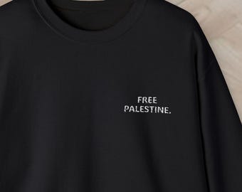 Felpa girocollo ricamata "Free Palestine": abbigliamento per attivisti