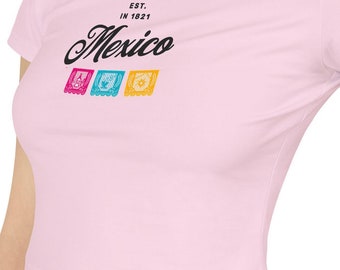 Maglietta per neonati Mexico: maglietta trendy Mexico! Questo top corto Y2K estetico è perfetto per l'orgoglio messicano, le feste, le vacanze e gli outfit da viaggio.