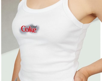 Top corto con Coca-Cola Light Y2K: canotta con spalline sottili