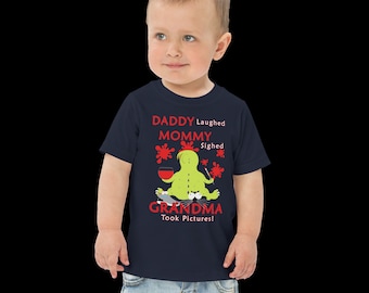¡La abuela tomó fotografías! Camiseta de punto para niños pequeños, camiseta Monster, camiseta Cute Monster, camiseta para niños pequeños Monster Jam, camisetas Mommy's Little Monster.