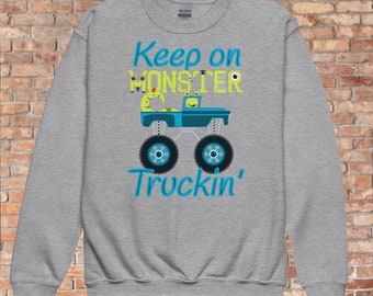 Felpa girocollo Monster Truck Youth: pullover in pile caldo