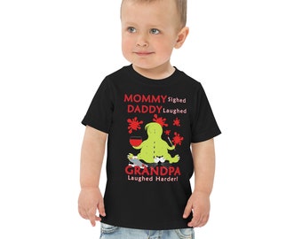 El abuelo se rió más fuerte, camiseta de punto para niños pequeños, camiseta de monstruo, camiseta de monstruo lindo, camiseta de niño pequeño de Monster Jam, camisetas de monstruo pequeño de mamá.