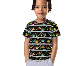 キッズ ギャラクシー Tシャツ：宇宙船 エイリアン クルーネック Tシャツ