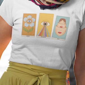 Camiseta com leitura de cartas de tarô, escolha suas próprias cartas ou ganhe uma surpresa na entrega da camiseta, leitura de cartas de tarô personalizada
