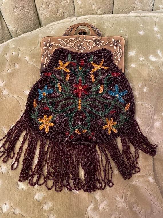 Beautiful Antique 1920s French Beaded Purse with C