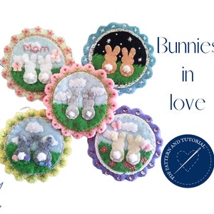 PDF pattern for Easter felt decoration 'Bunnies in Love'