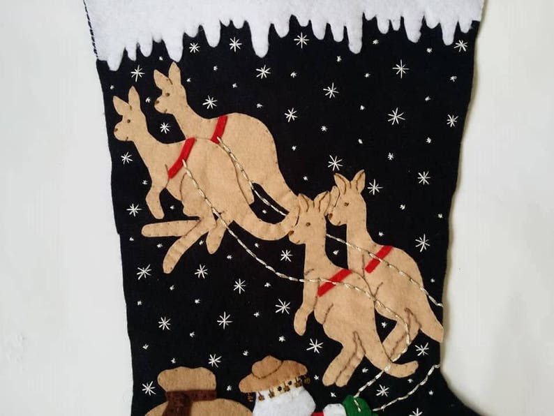 Personalized made to order Santa in Australia felt Christmas stocking