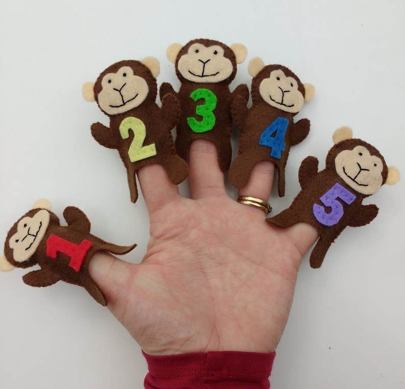 Five Little Monkeys Finger Puppet Set Etsy Australia