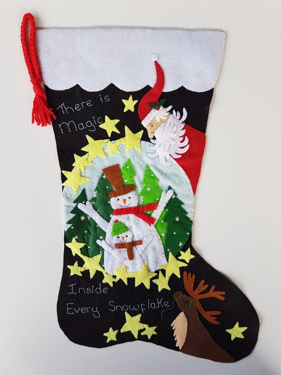 Personalized Here comes Santa Claus felt Christmas stocking