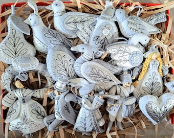 ALL 12 days of Christamas ornaments #1 -#12, 'Silver'