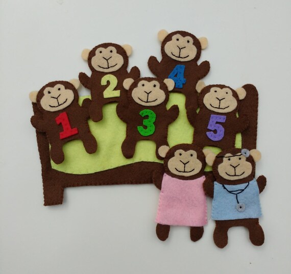 Five Little Monkeys Finger Puppet Set Etsy
