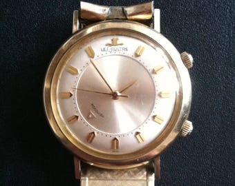 Reloj de pulsera JAEGER LeCoultre Memovox con alarma, oro suizo de 10 quilates, clásico vintage, icónico, momentos pasados, reloj dorado de Año Nuevo preservado.