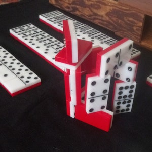 Ancient modern Dominos tile game set red acrylic lucite handcrafted pieces fun & games indoor outdoor recreation renewable resource