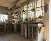 Antique French kitchen storage spice rack cabinet cupboard shelf pantry versatile wall or counter country utilitarian cuisine arts design