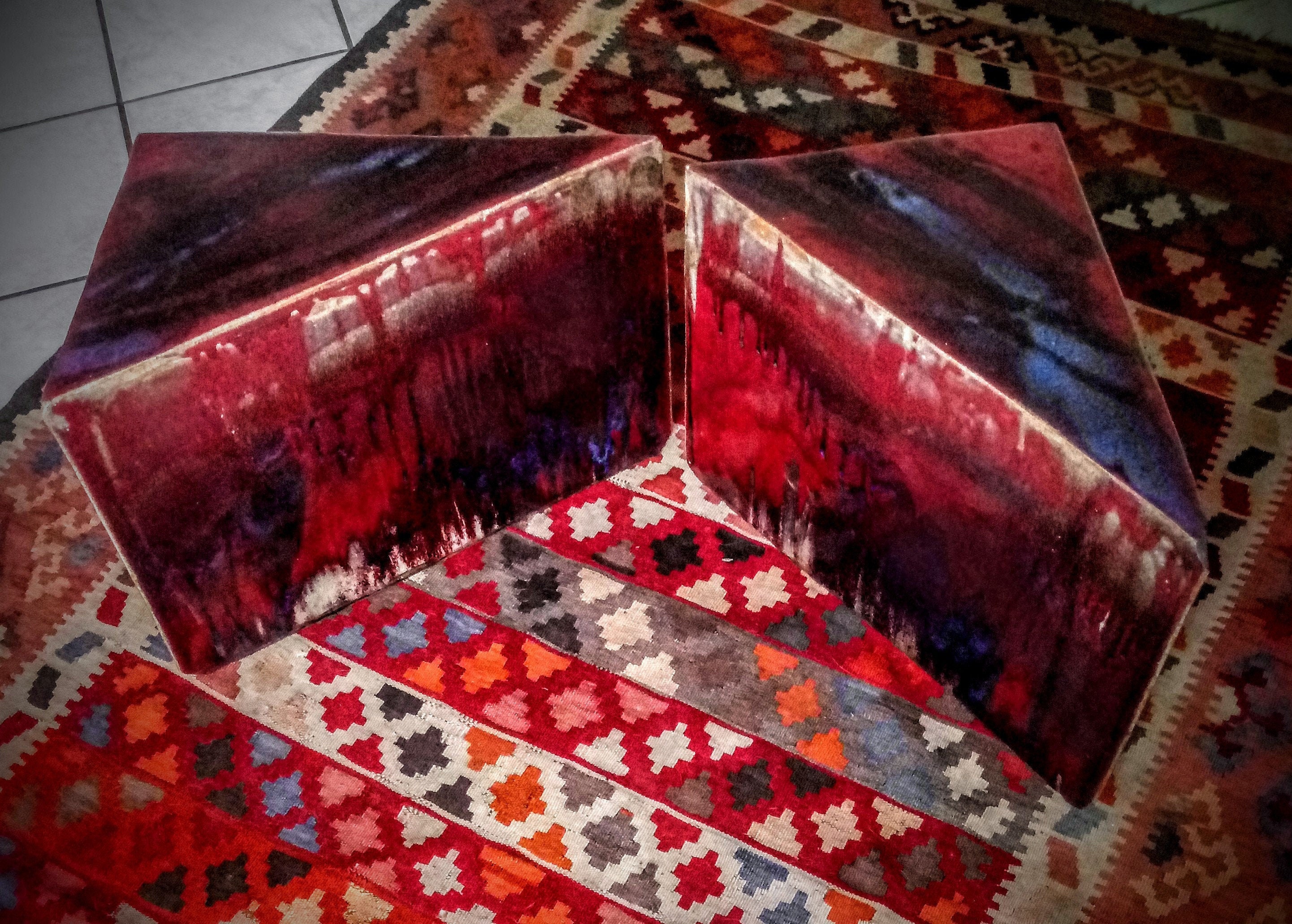 Vintage cubo banco taburete asientos conjunto jardín de roca | Etsy