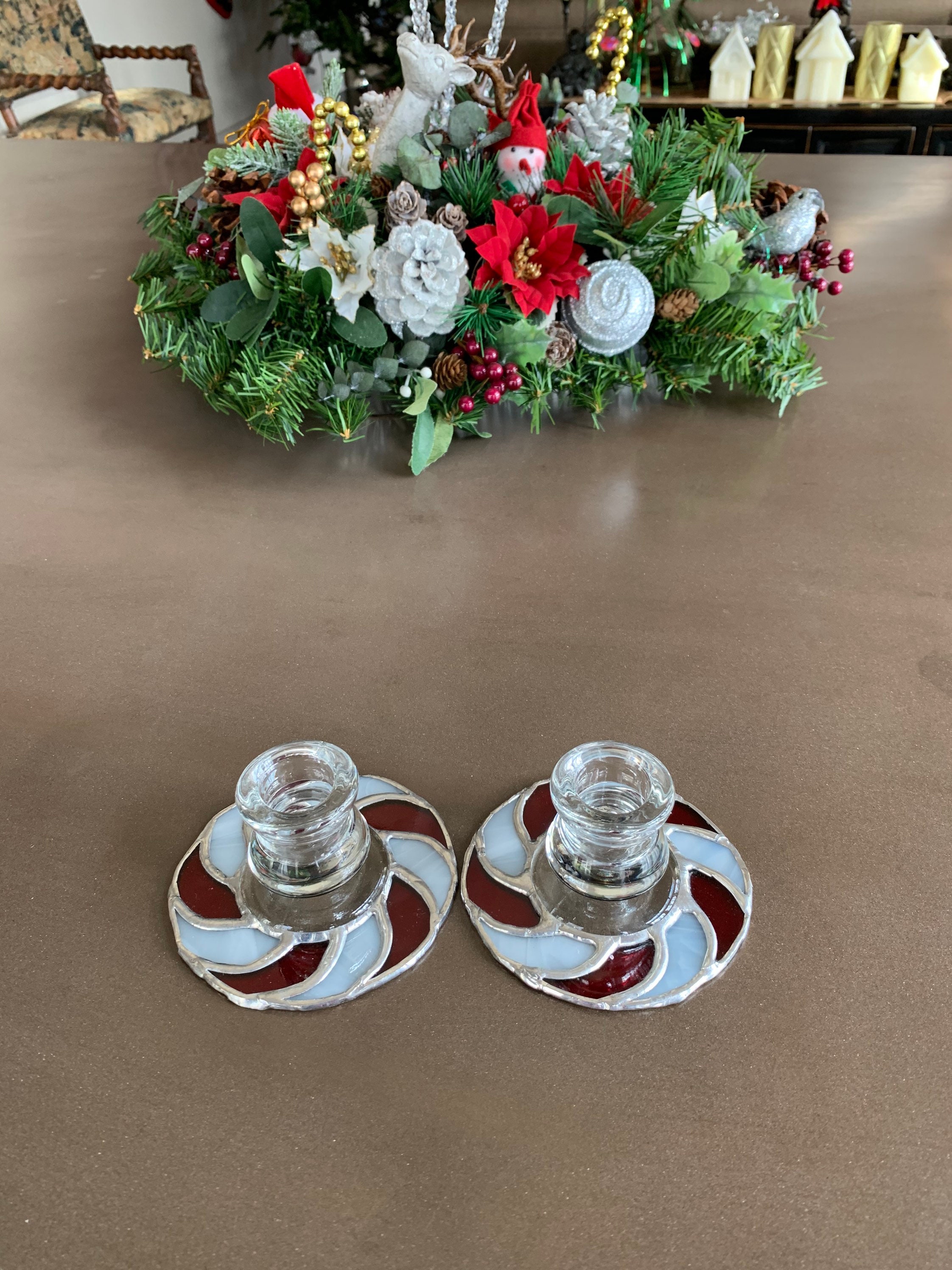 Candy Cane Wreath Candle Holders - Etsy