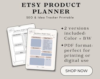 Etsy Product Planner – SEO & Idea Tracker Printable