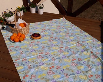 Picnic blanket bicycle blue brown yellow Modern EXTRA LARGE blanket and Bag Beach blanket Summer Picnic blanket Outside blanket GIFT