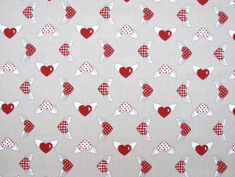 napkins Christmas tablecloth beige grey white red hearts wings Modern Scandinavian Design runner great GIFT pillow curtains