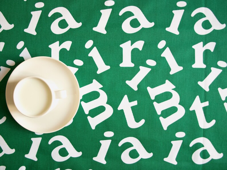 also curtains available Tablecloth green white fun letters 37x56 or made to order your size great GIFT