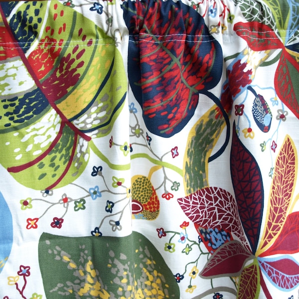 Panel de cortina blanco rojo verde azul amarillo hojas decoración botánica café cortina cocina cenefa, también corredor, servilletas disponibles, gran REGALO