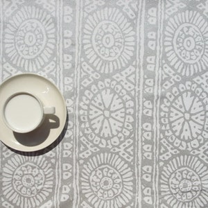 Marimekko Tablecloth white silver grey abstract flower , table runner , napkins , curtains , pillows available, great GIFT